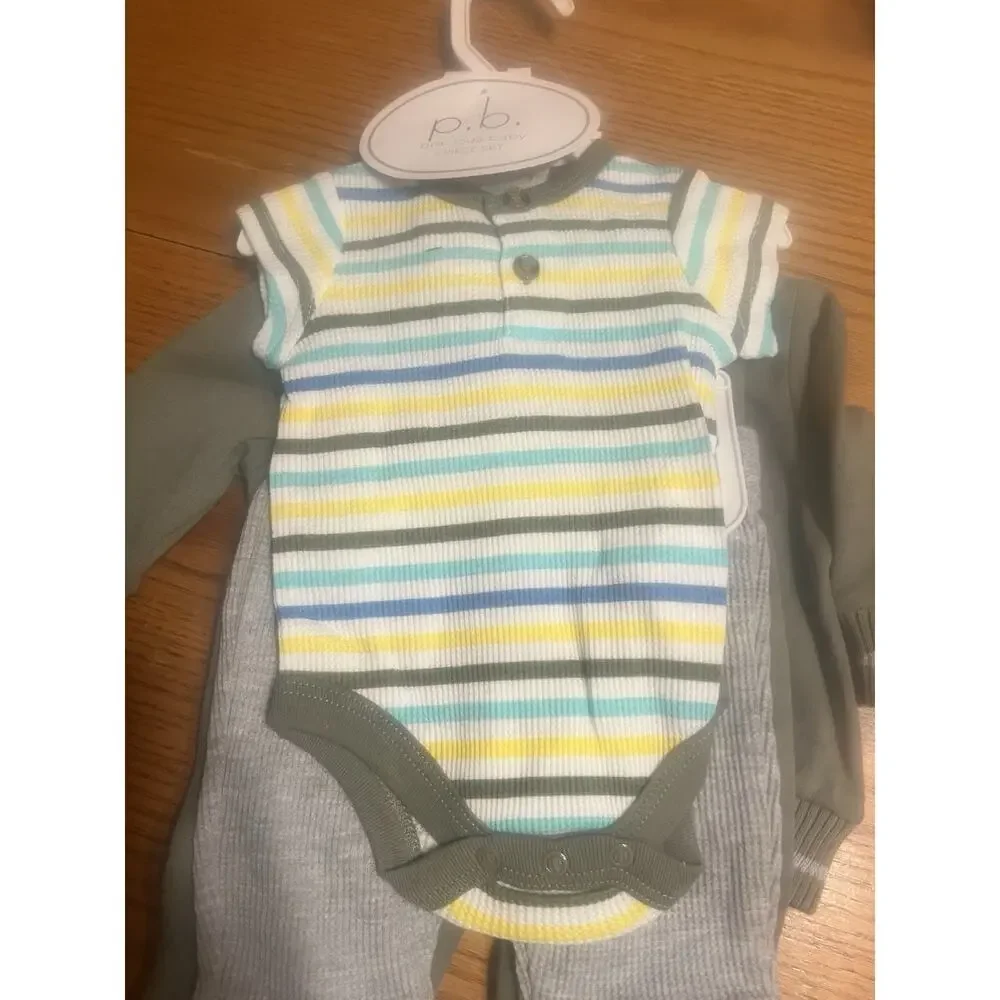 Precious Baby 4 Piece Outfit Set Jacket Top Bottoms Size 0-3 Months